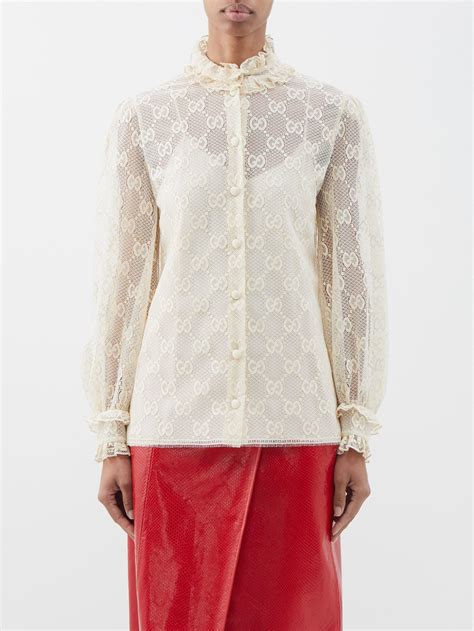 blusas gucci|farfetch gucci lace blouses.